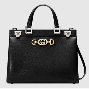 Gucci Black Satchel with Gold and Silver Accents